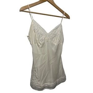 Gold Hawk 100% Silk Floral Lace Trim Camisole Top Ivory Women's Siz Small